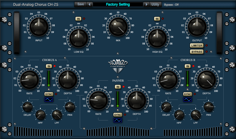 Nomad Factory Blue Tubes Analog Chorus CH2S interface