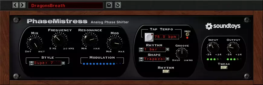Soundtoys PhaseMistress interface
