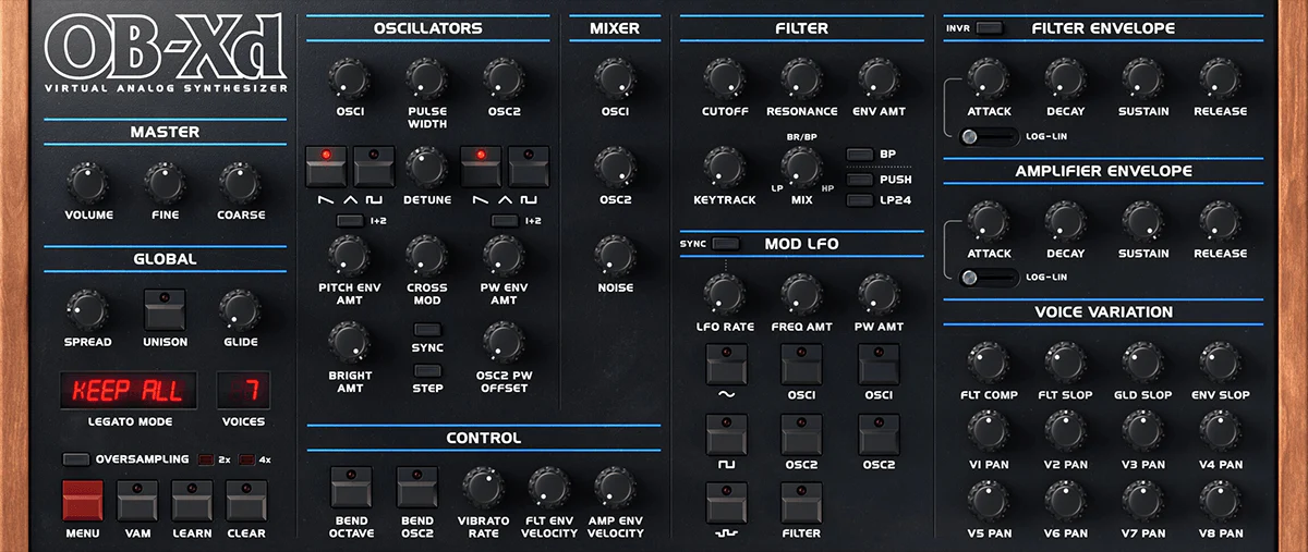 Disco DSP OB-Xd interface