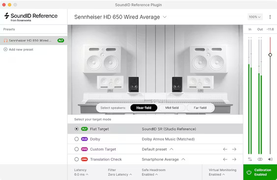 Sonarworks SoundID Reference Virtual Monitoring interface