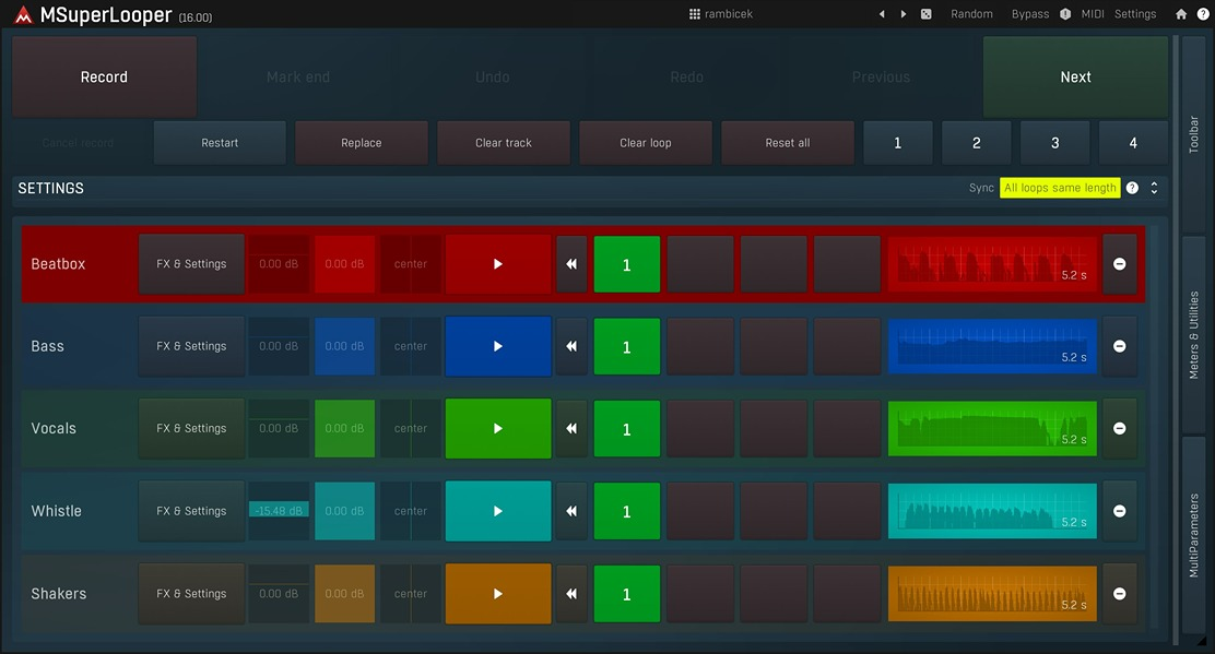 MeldaProduction MSuperLooper interface