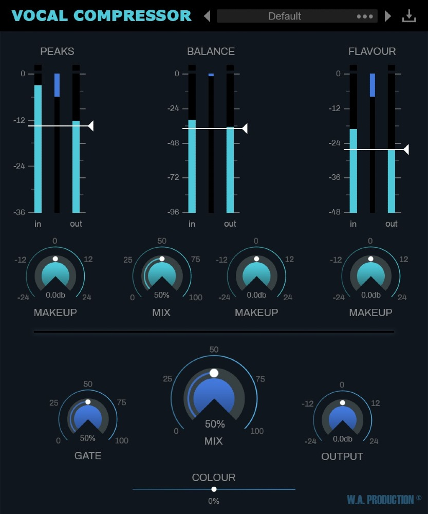 W. A. Production Vocal Compressor interface