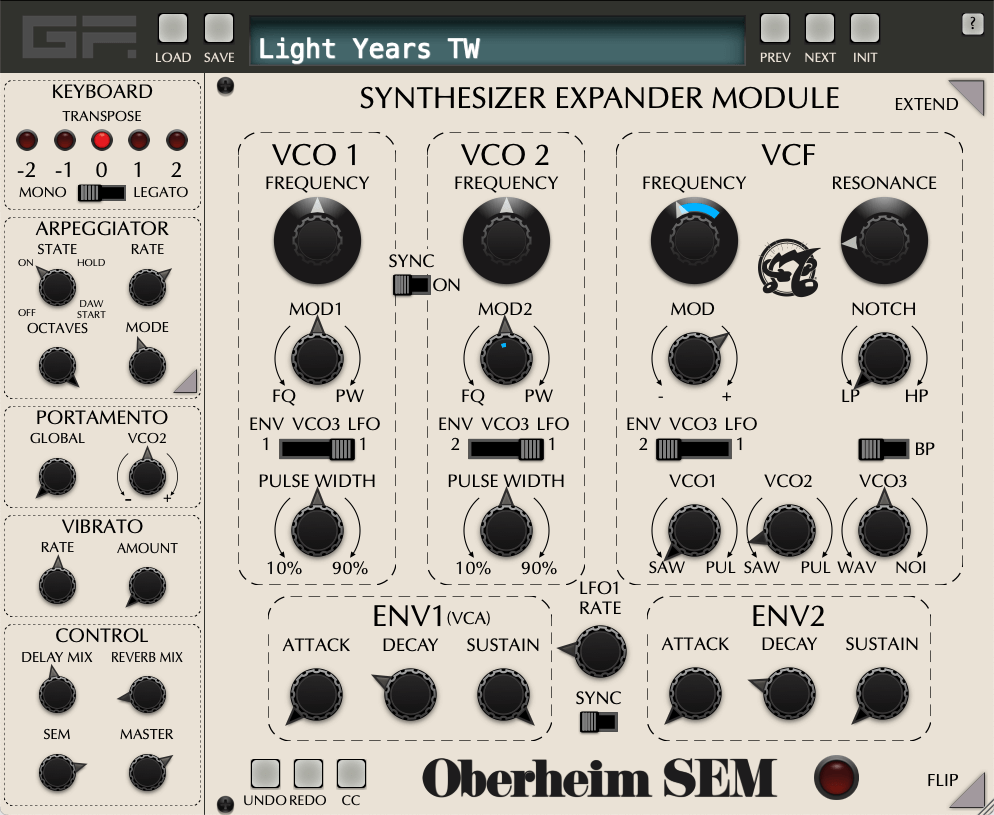 GForce Oberheim SEM interface