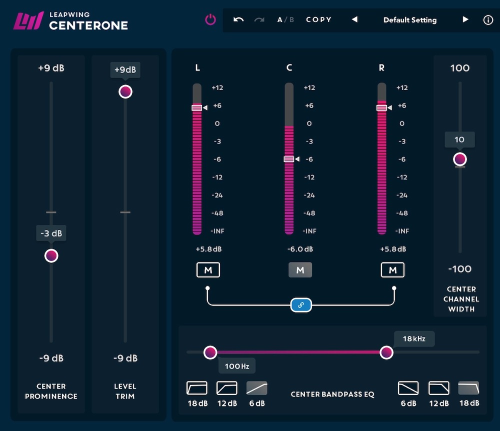 Leapwing Audio CenterOne interface