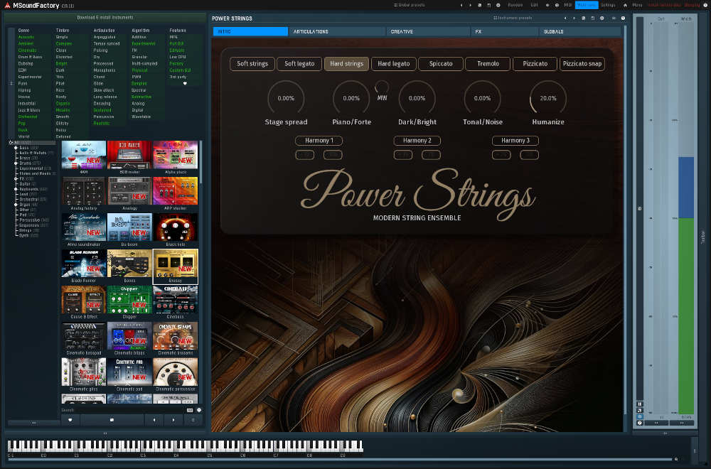 MeldaProduction PowerStrings interface