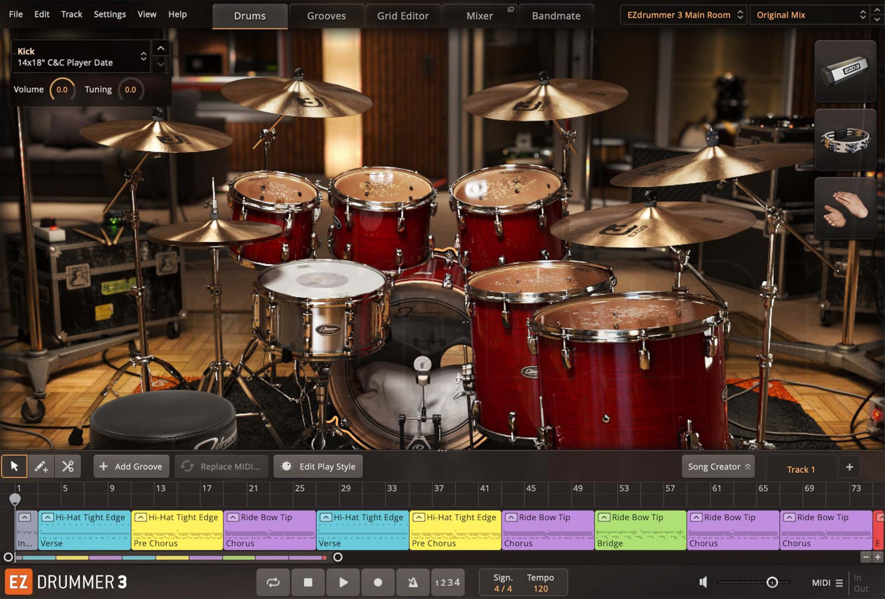 Toontrack EZdrummer 3 interface