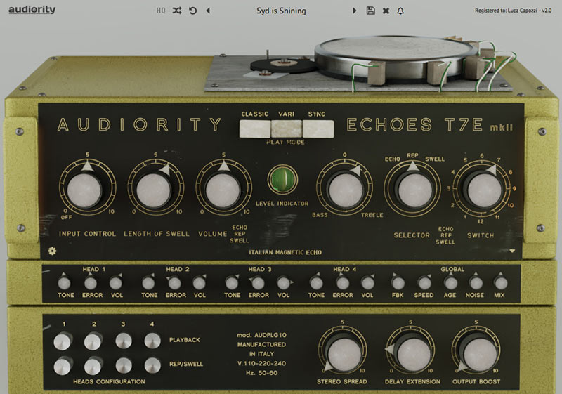 Audiority Echoes T7E MKII interface