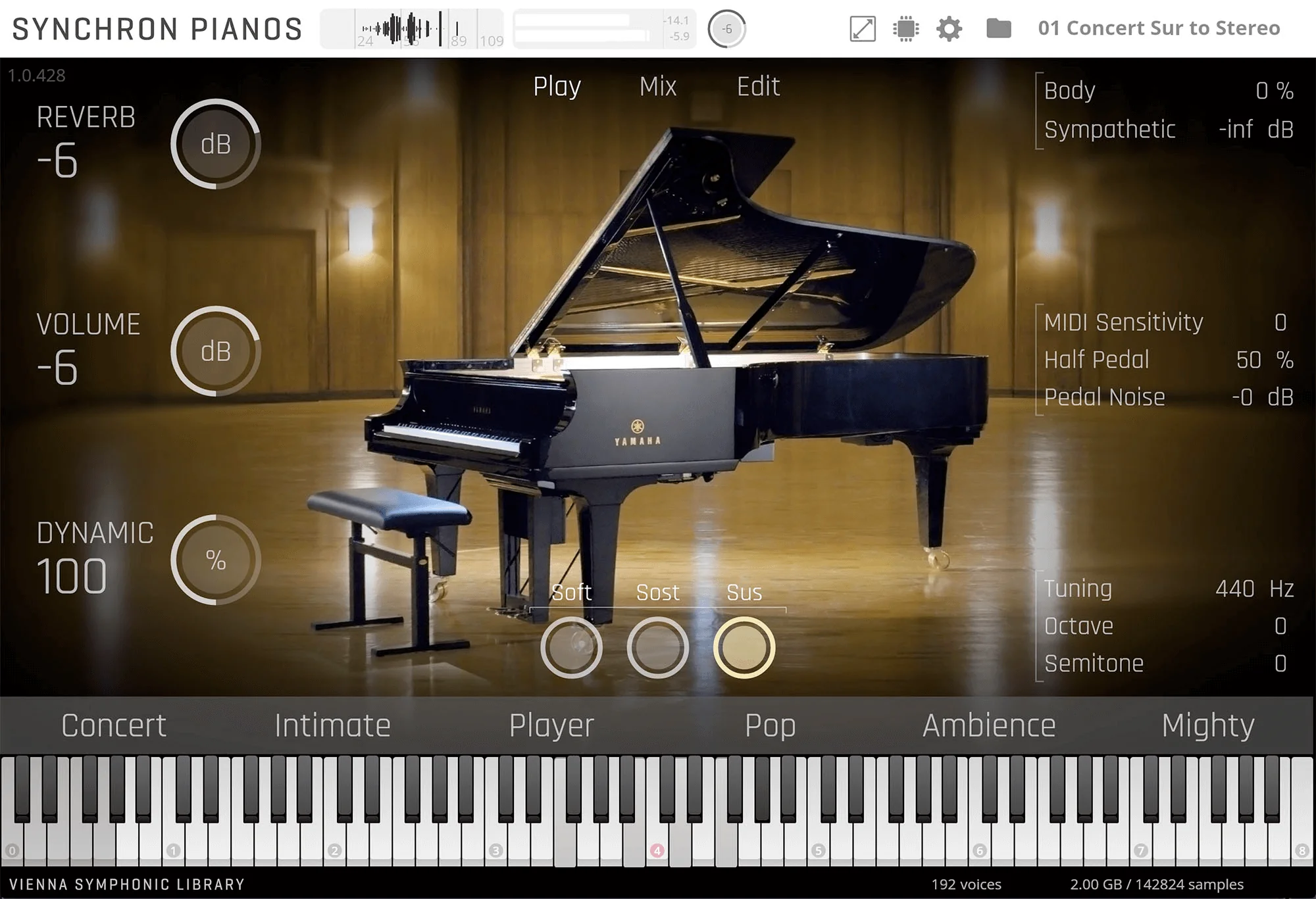 VSL Synchron Pianos: Yamaha CFX interface