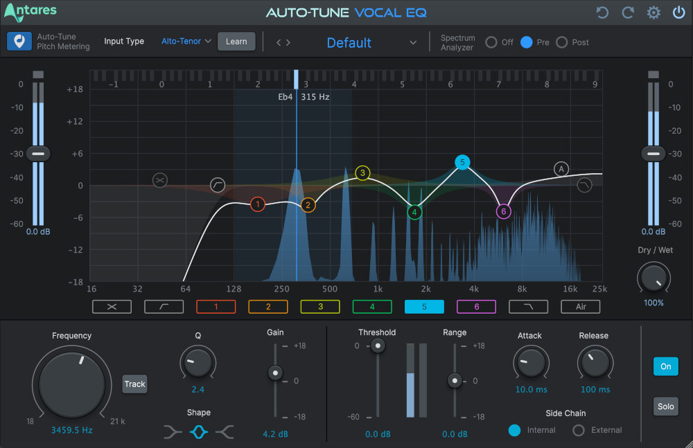 Antares AutoTune Vocal EQ interface