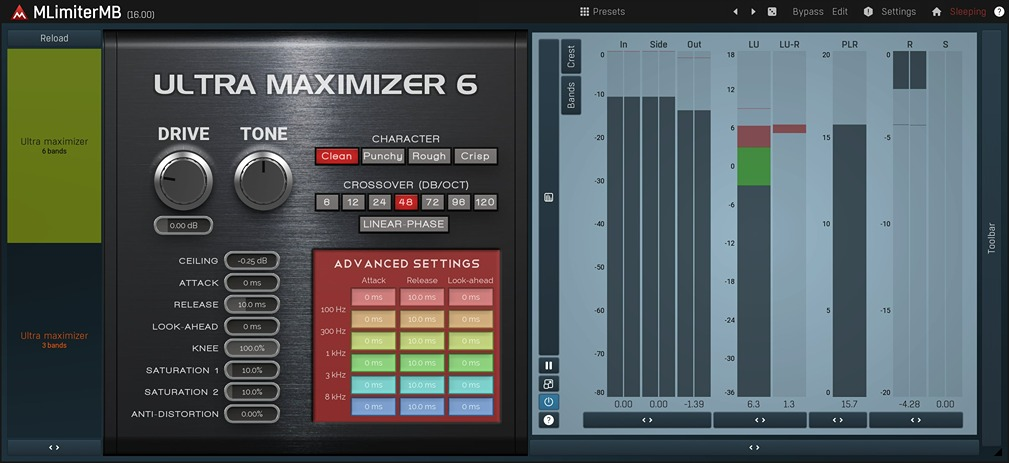 MeldaProduction MLimiterMB interface