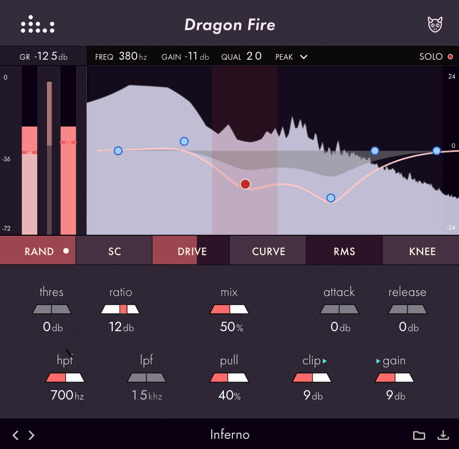 Denise Audio Dragon Fire interface