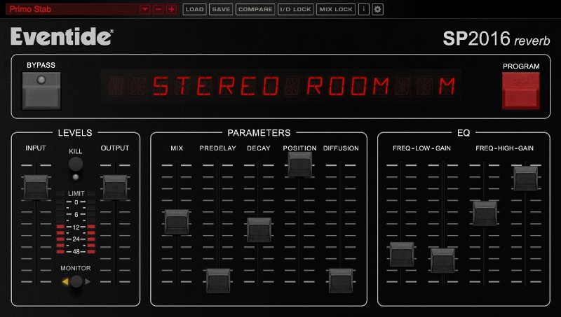 Eventide SP2016 Reverb interface