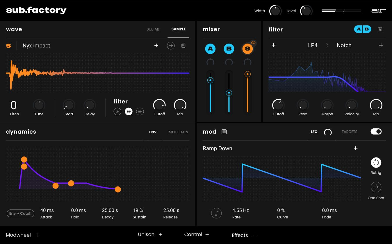 AIR Music Technology Sub Factory interface