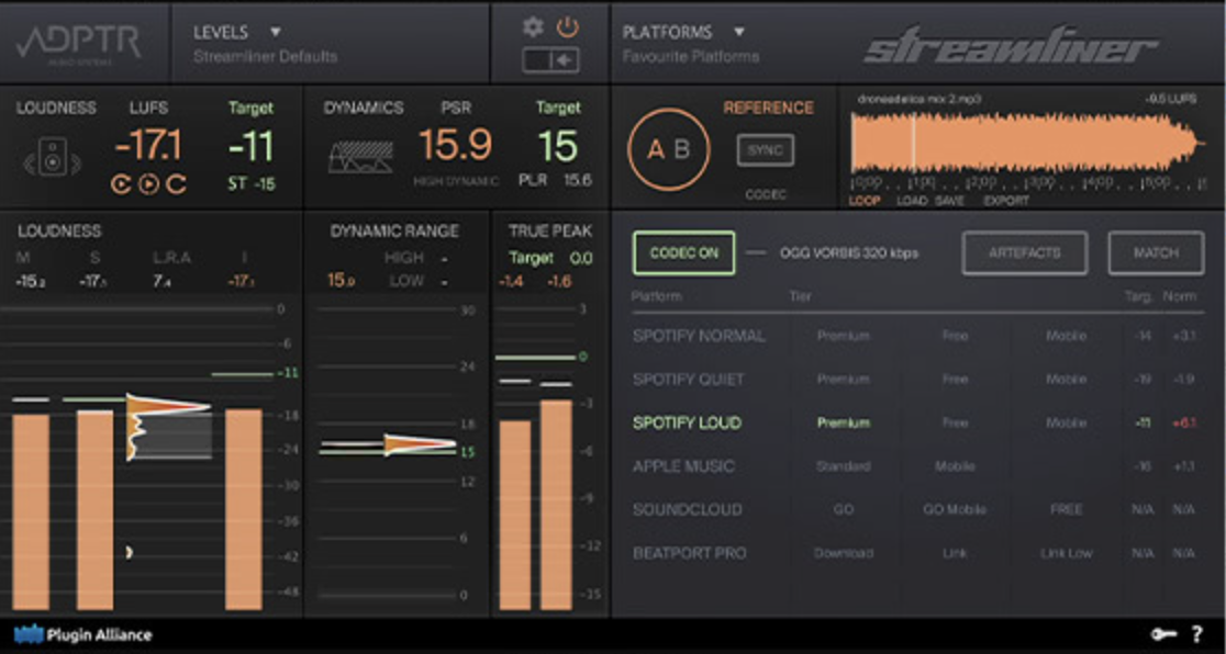 ADPTR AUDIO Streamliner interface