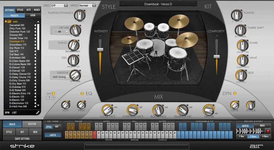 AIR Music Technology Strike 2 interface