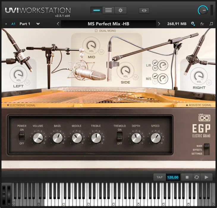 UVI EGP Hybrid Electric Grand Piano interface