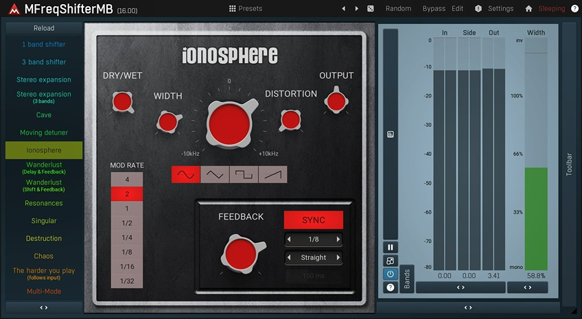 MeldaProduction MFreqShifterMB interface