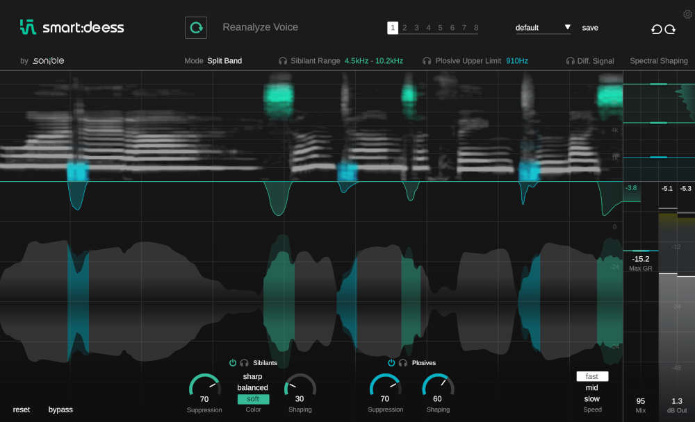 Sonible smart:deess interface