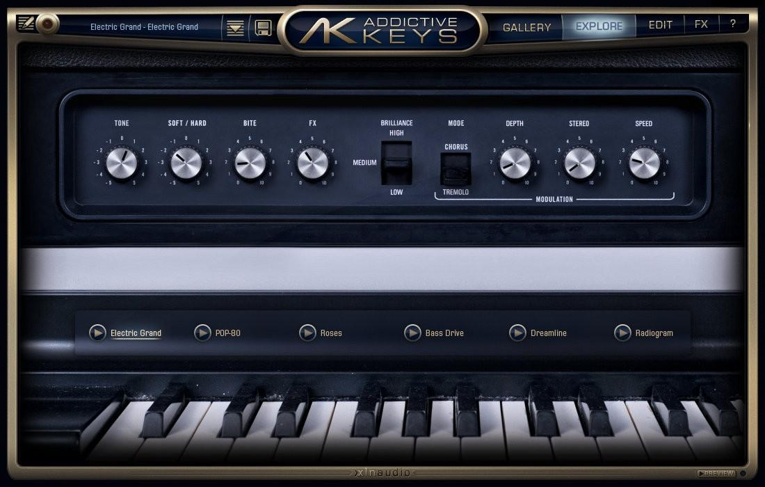 XLN Audio Addictive Keys: Electric Grand interface
