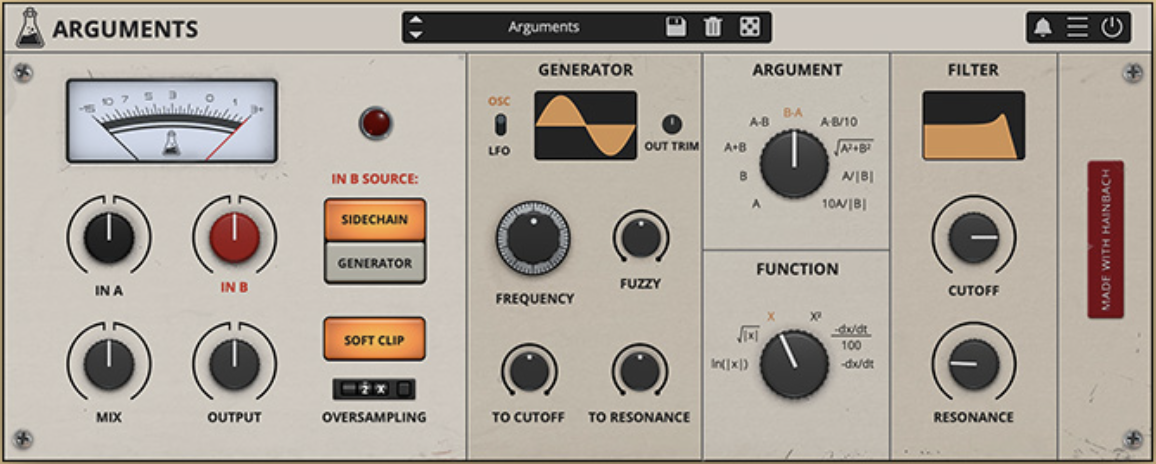 AudioThing Arguments interface