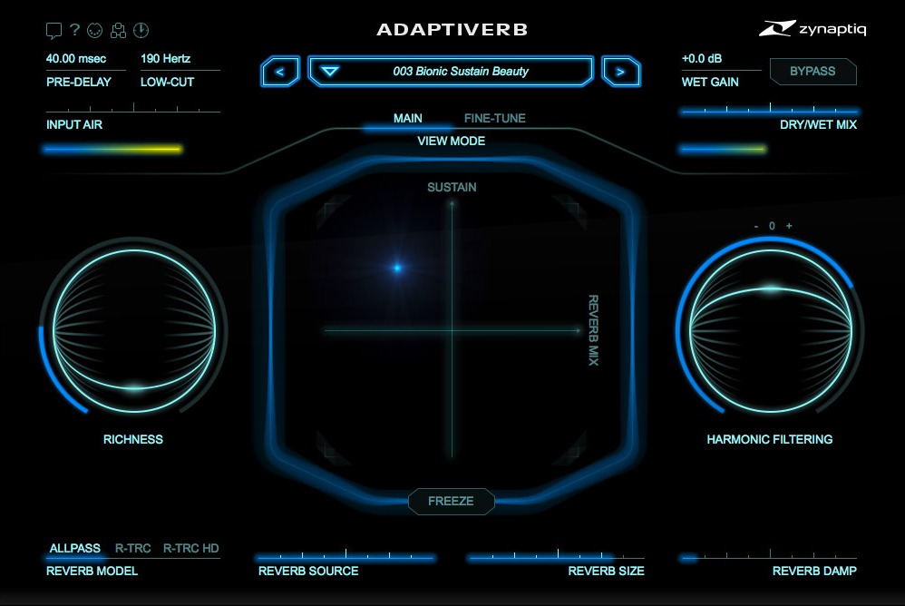 Zynaptiq ADAPTIVERB interface