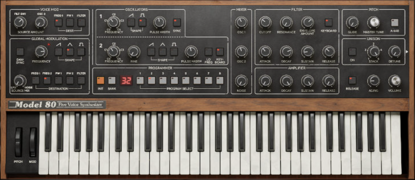 Softube Model 80 Five Voice Synthesizer interface