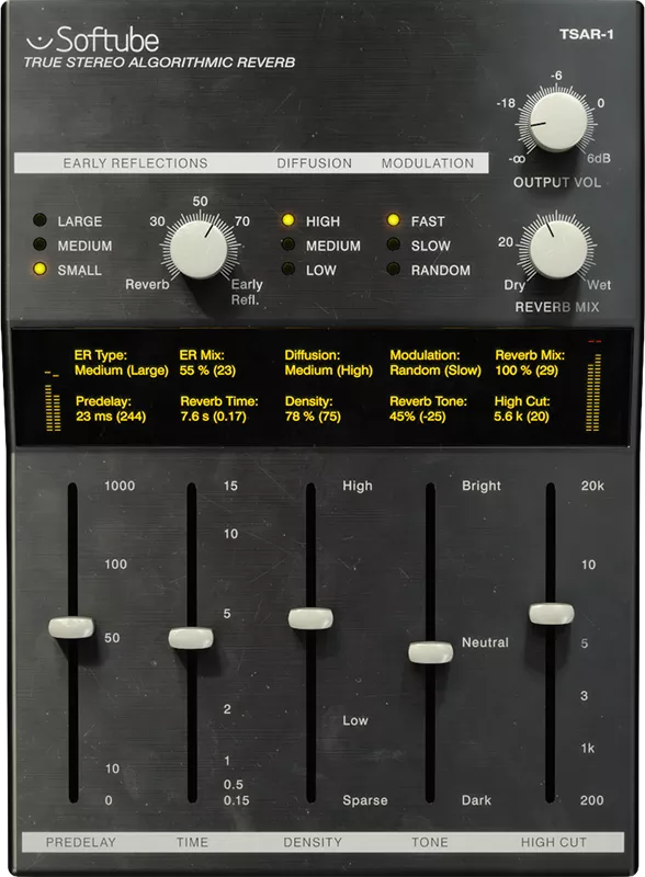 Softube TSAR-1R Reverb interface