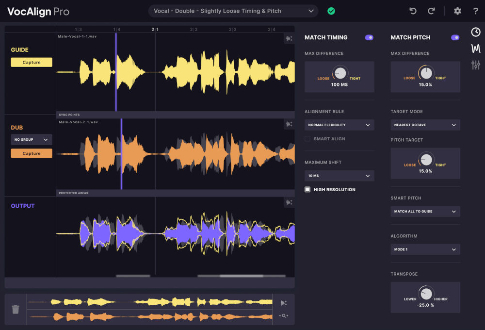 Synchro Arts VocAlign 6 Pro interface