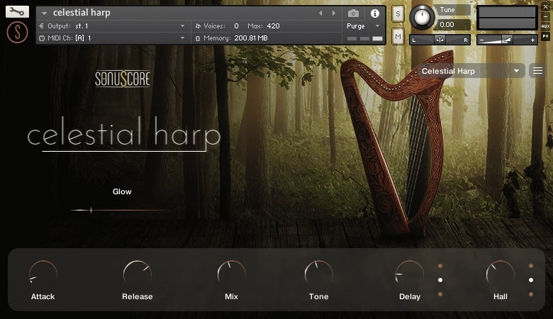 Sonuscore Celestial Harp interface