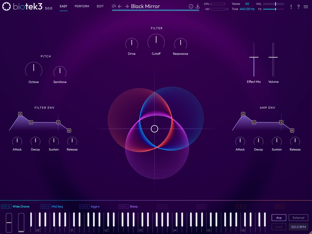 Tracktion BioTek 3 interface