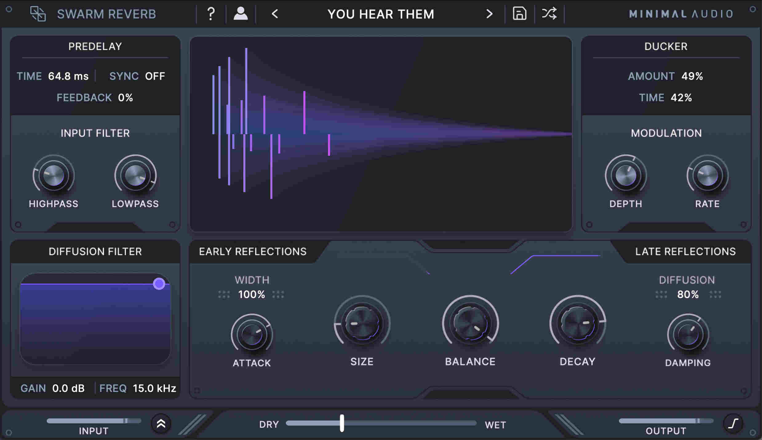 Minimal Audio Swarm Reverb interface