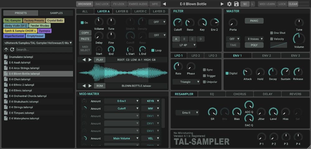 TAL Sampler interface
