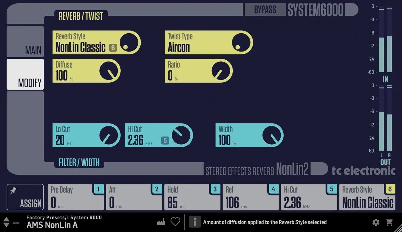 TC Electronic NONLIN2 - Twisted Effects Reverb interface