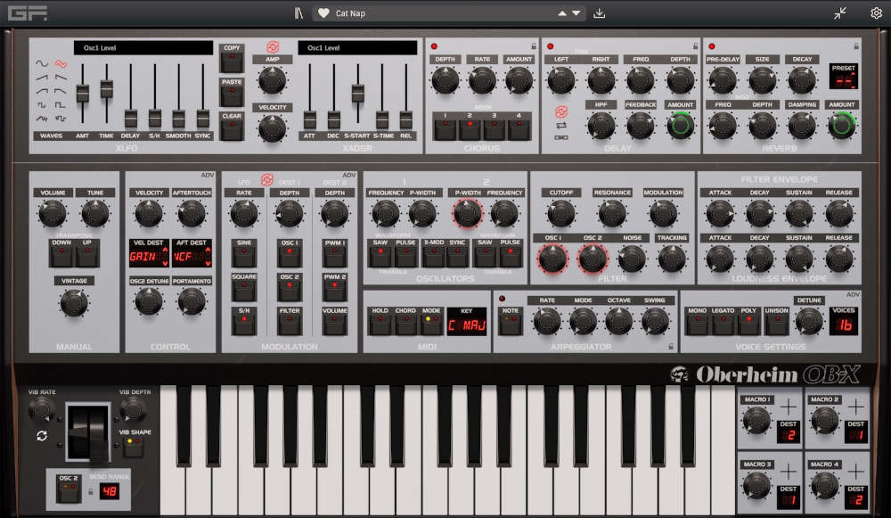 GForce Software Oberheim OB-X interface