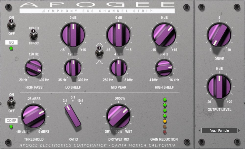 Apogee Symphony ECS Channel Strip interface