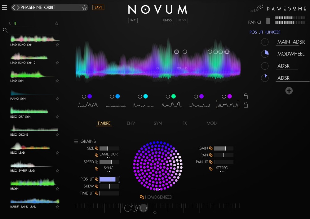 Tracktion Dawesome Novum interface