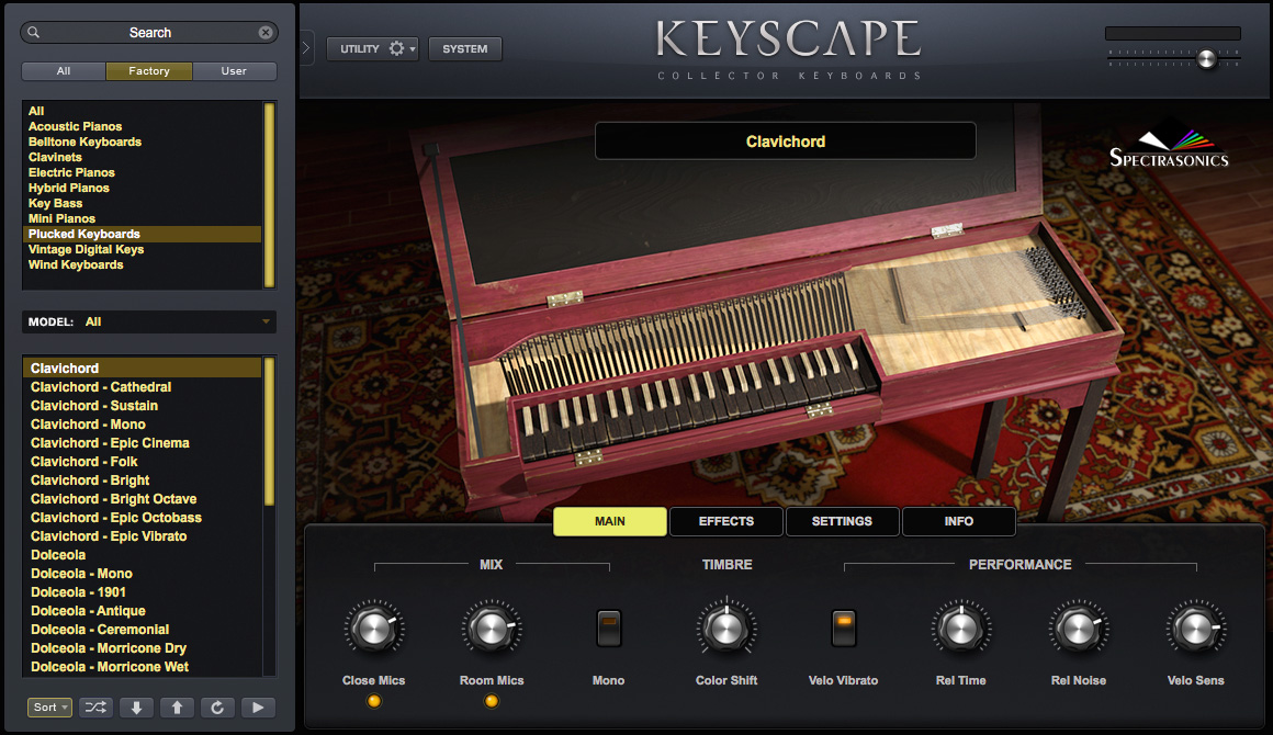 Spectrasonics Keyscape interface