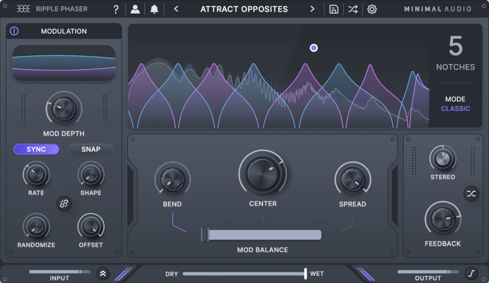 Minimal Audio Ripple Phaser interface