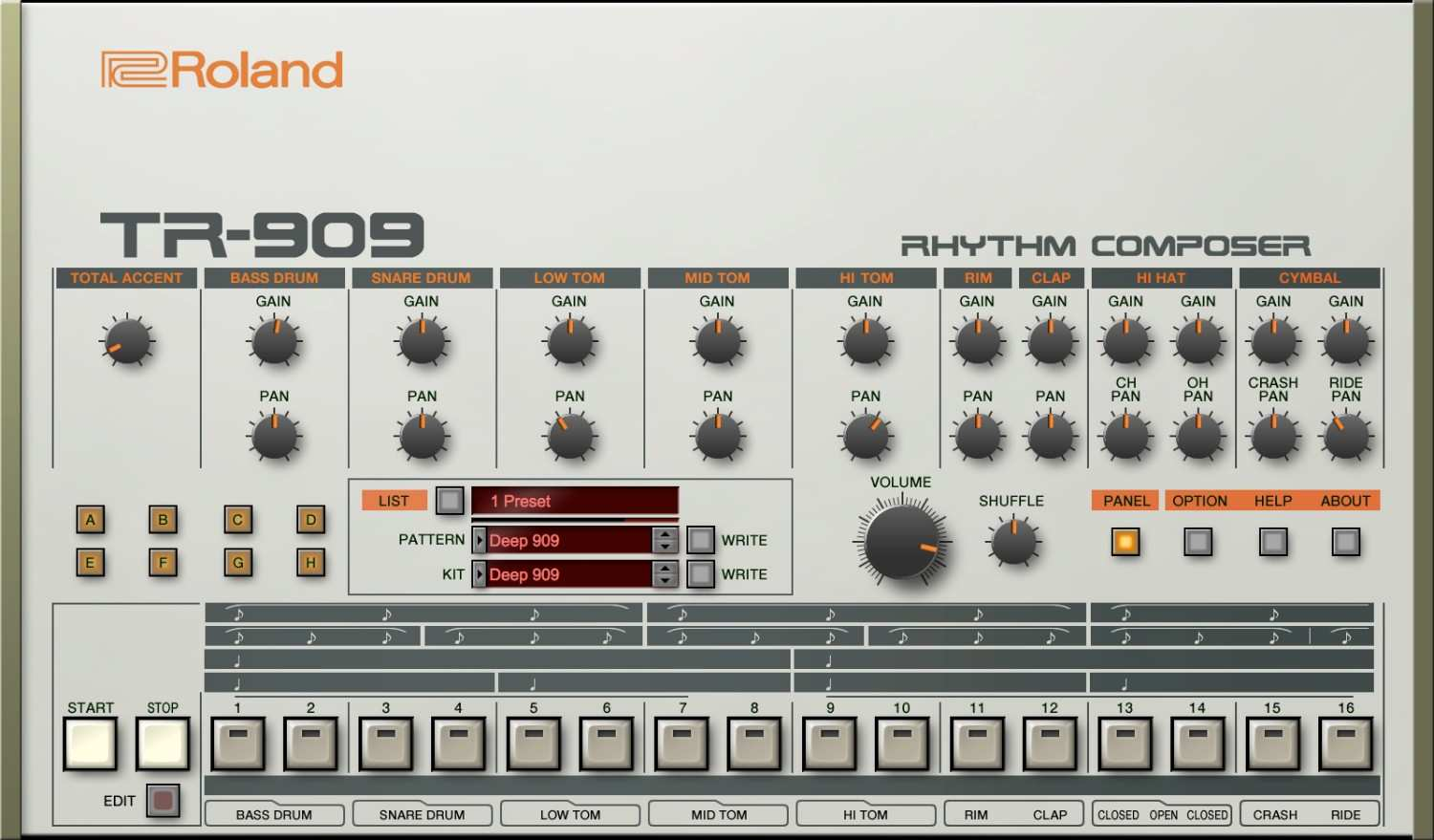 Roland TR-909 interface