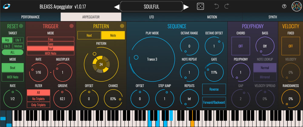 BLEASS Arpeggiator interface