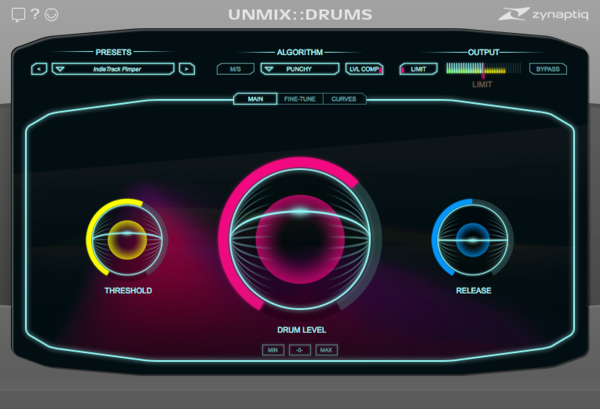 Zynaptiq UNMIX::DRUMS interface