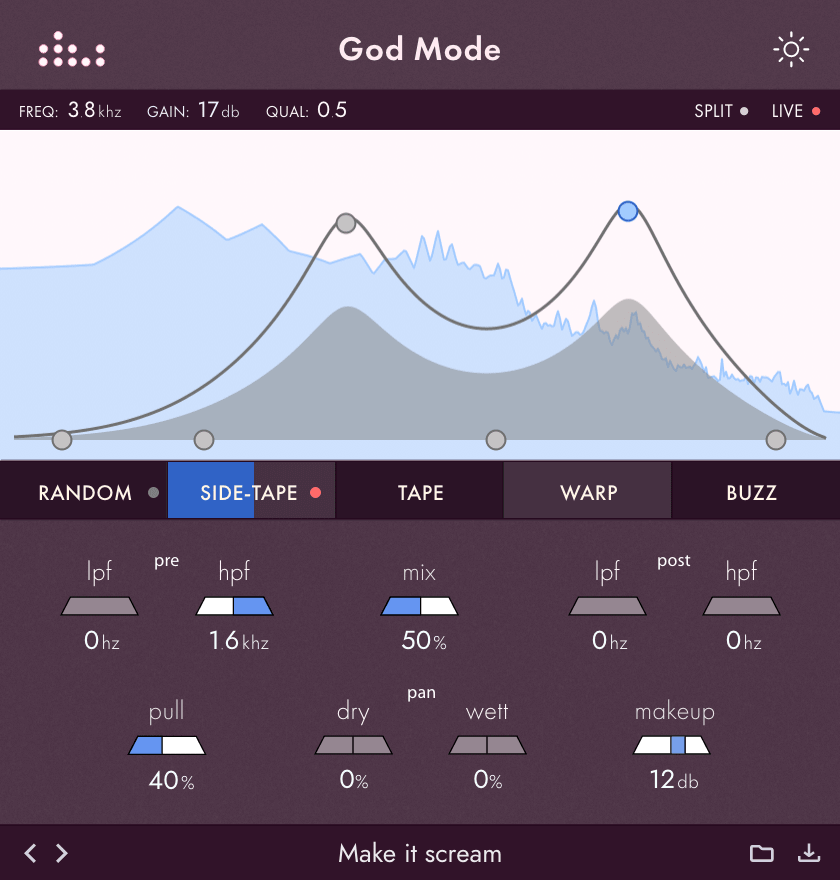 Denise Audio God Mode interface