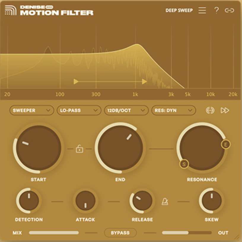 Denise Audio Motion Filter interface