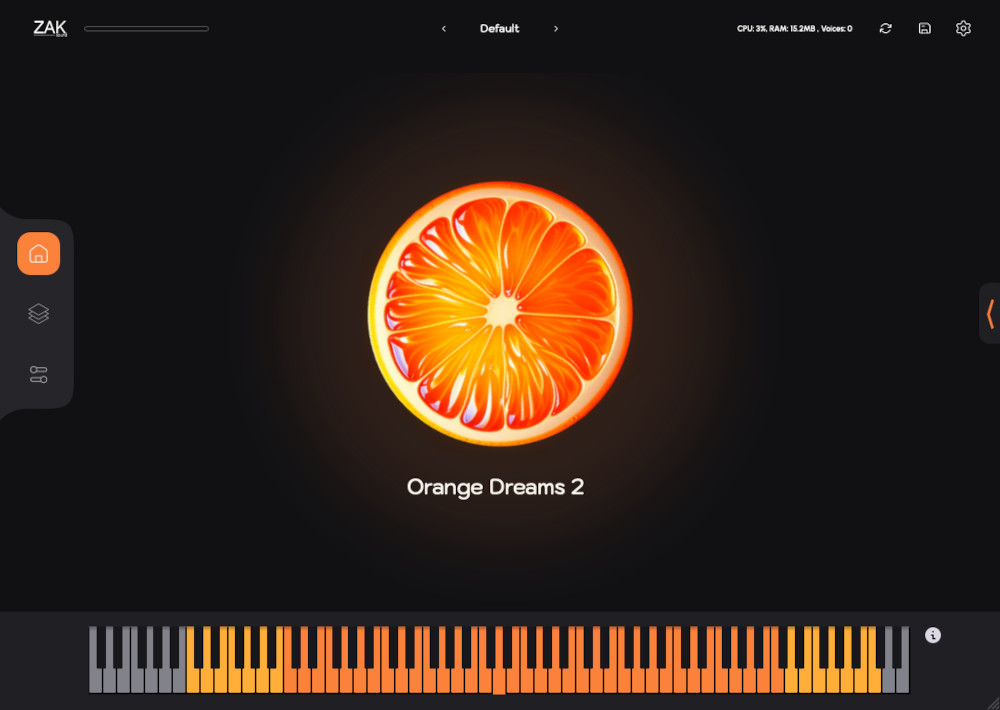 ZAK Sound Orange Dreams 2 interface