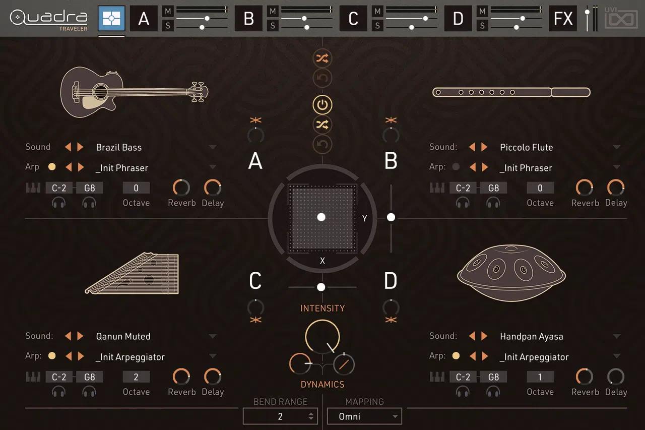 UVI Quadra Traveler interface