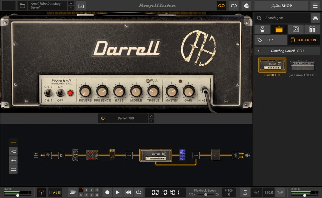 IK Multimedia AmpliTube Dimebag Darrell CFH Collection interface