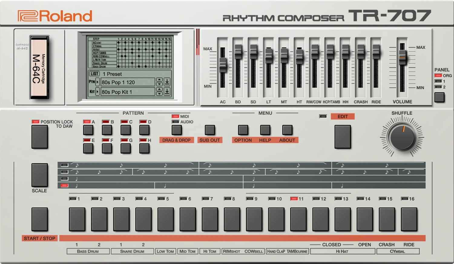 Roland TR-707 interface