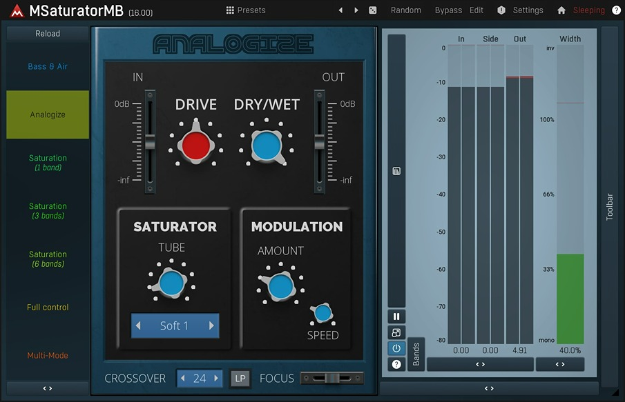 MeldaProduction MSaturatorMB interface