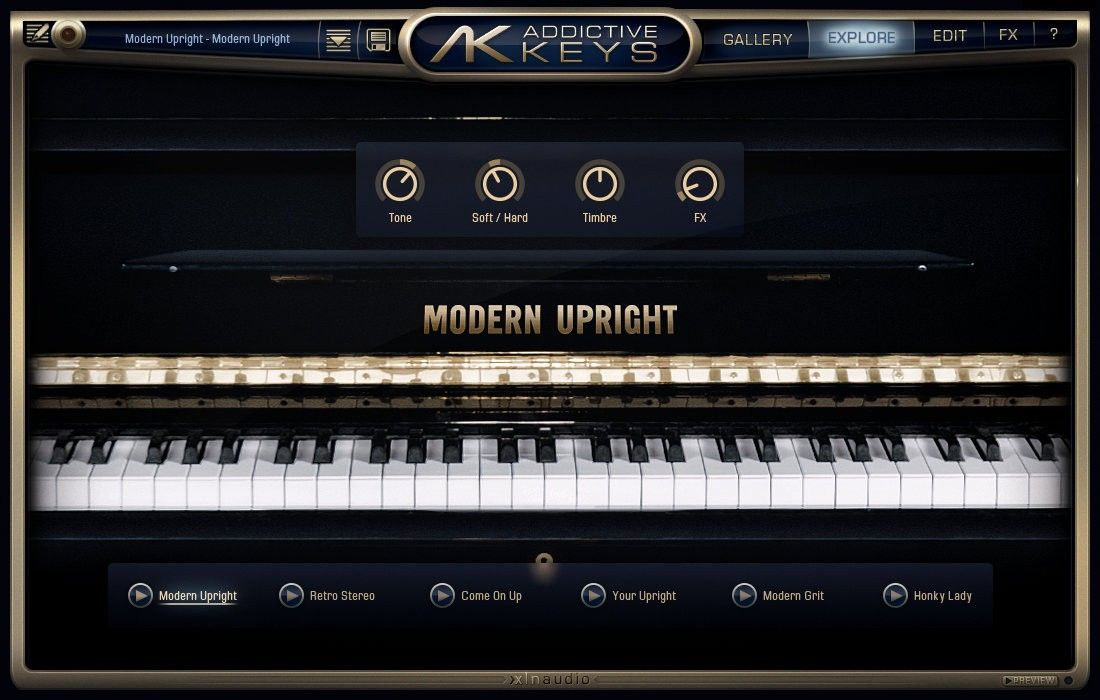 XLN Audio Addictive Keys: Modern Upright interface