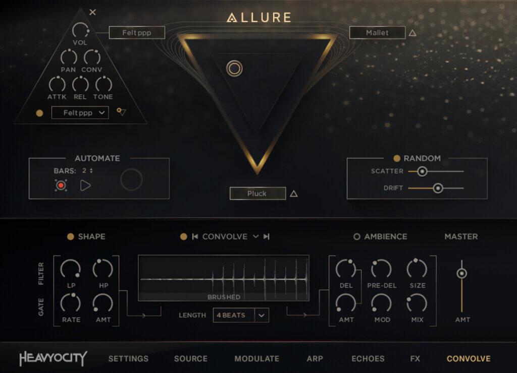 Heavyocity ALLURE: Modern Upright interface